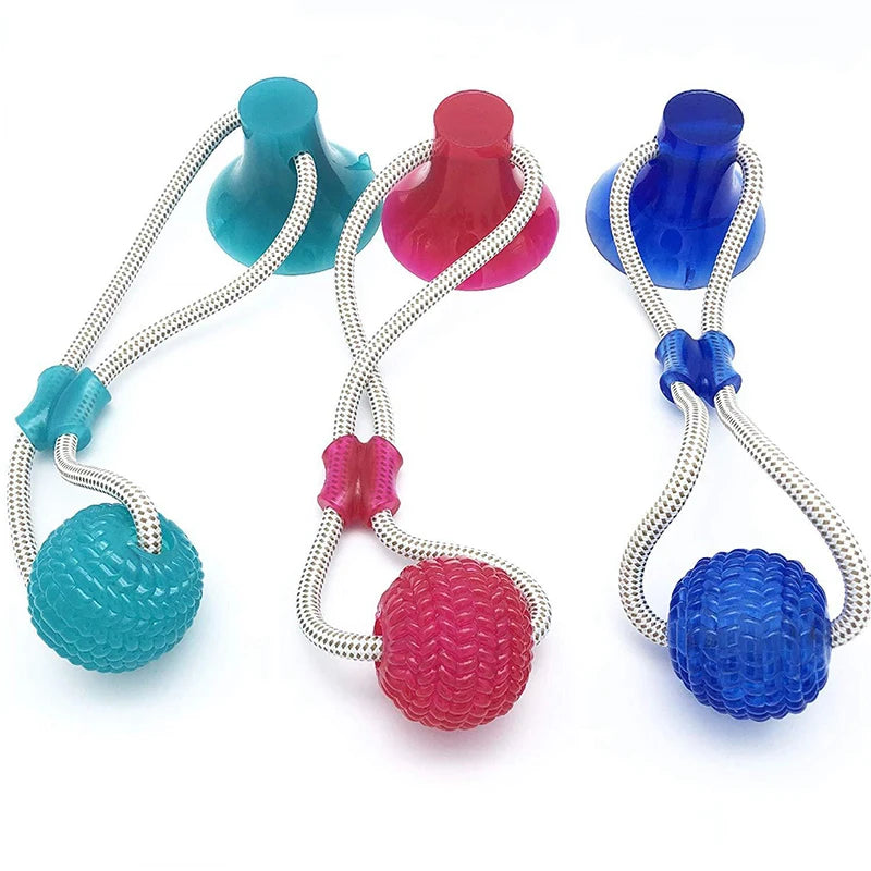 Dog Toys Pet Puppy Interactive Suction Cup Push TPR Ball Toys Molar Bite Toy Elastic Ropes Dog Tooth Cleaning Chewing Supplies