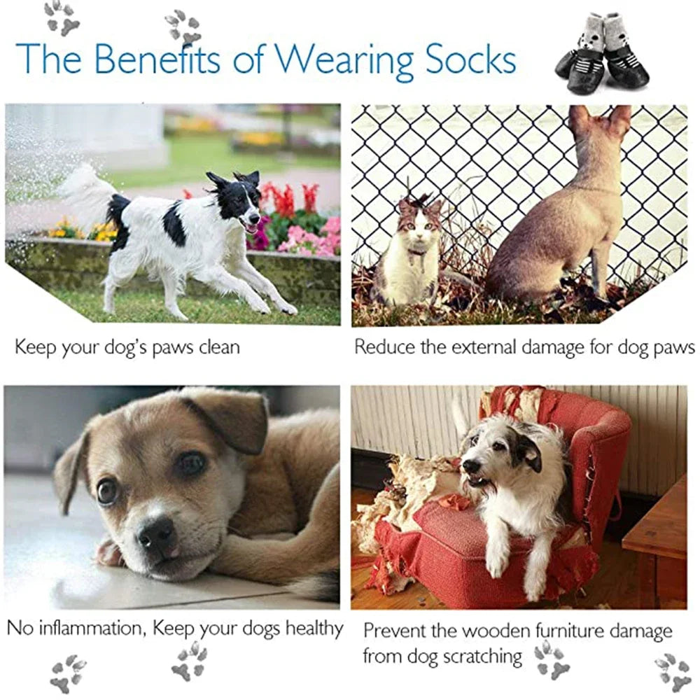 4pcs/set Pet Shoes Winter Warm Dog Socks Waterproof Anti-Slip Rain Snow Boots For Small Large Dogs Cats Puppy Chihuahua Shoes