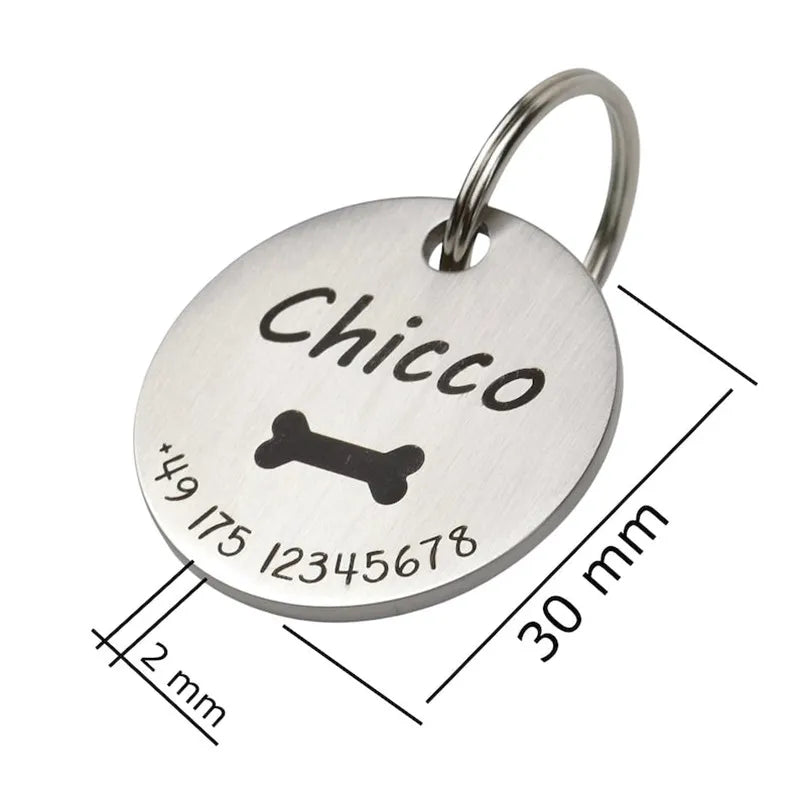 Customized Double-Sided Engraved Pet ID Tag Silent Collar Accessory for Dogs Cats Personalized Name Numbers Charm