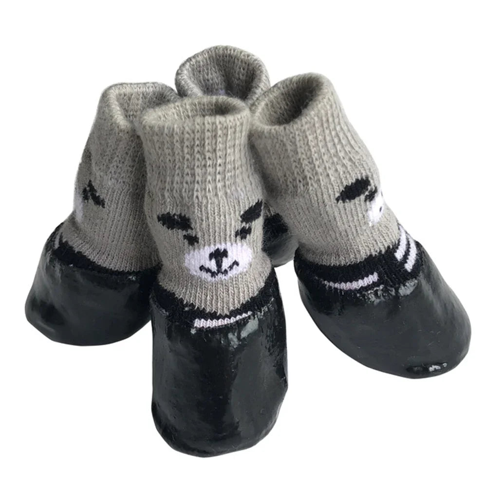 4pcs/set Pet Shoes Winter Warm Dog Socks Waterproof Anti-Slip Rain Snow Boots For Small Large Dogs Cats Puppy Chihuahua Shoes