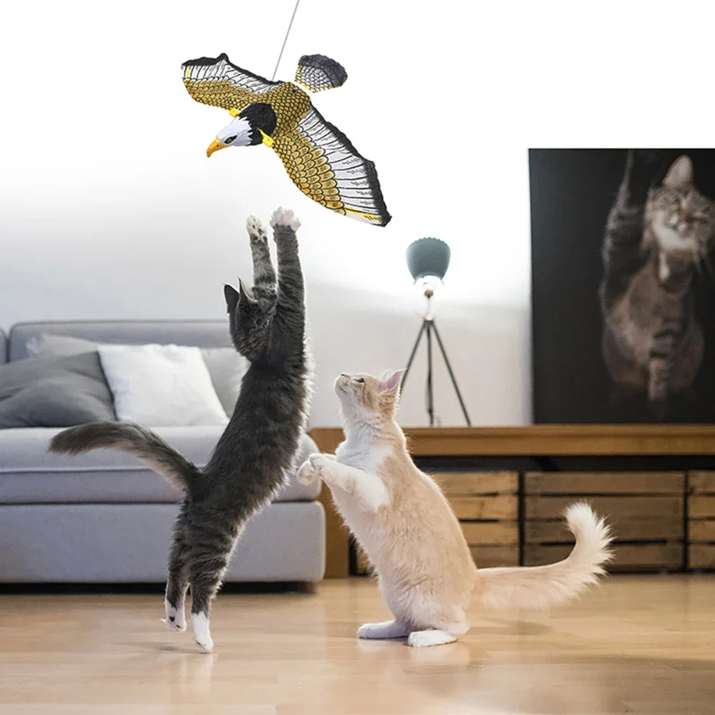 Pet Toy Electric Simulation Fake Eagle Electronic Rotation Simulation Bird Hanging Interactive Teasing Cat Dog Toy Silent Model