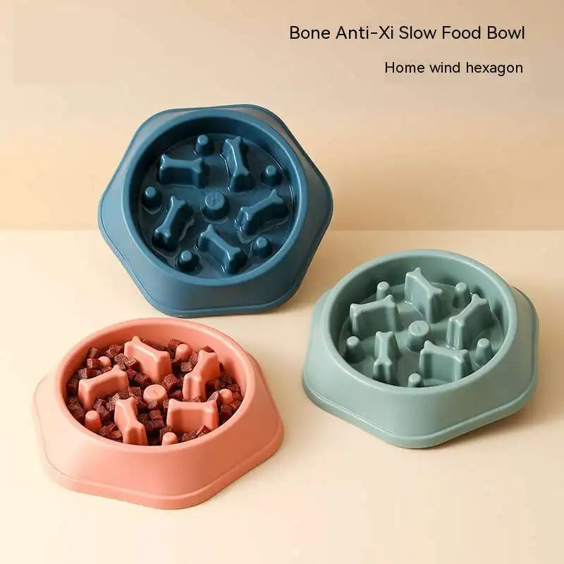 Pet Slow Food Bowl Anti-choking Feeder PP Plastic Dish Bowl Home Dog Eating Plate Anti-gulping Feeding Supplies