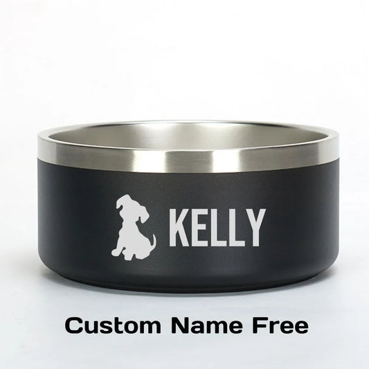 Personalized Stainless Steel Dog Cat Bowl with Name,Customized Laser Engraved Pet Bowl Non Slip for Water and Food, 32oz