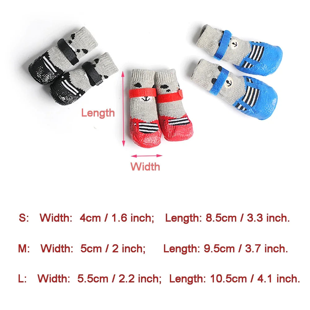 4pcs/set Pet Shoes Winter Warm Dog Socks Waterproof Anti-Slip Rain Snow Boots For Small Large Dogs Cats Puppy Chihuahua Shoes